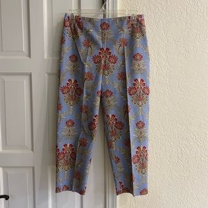 Talbot's Petites Stretch Light Blue Baroque Cotton Capris Size 6